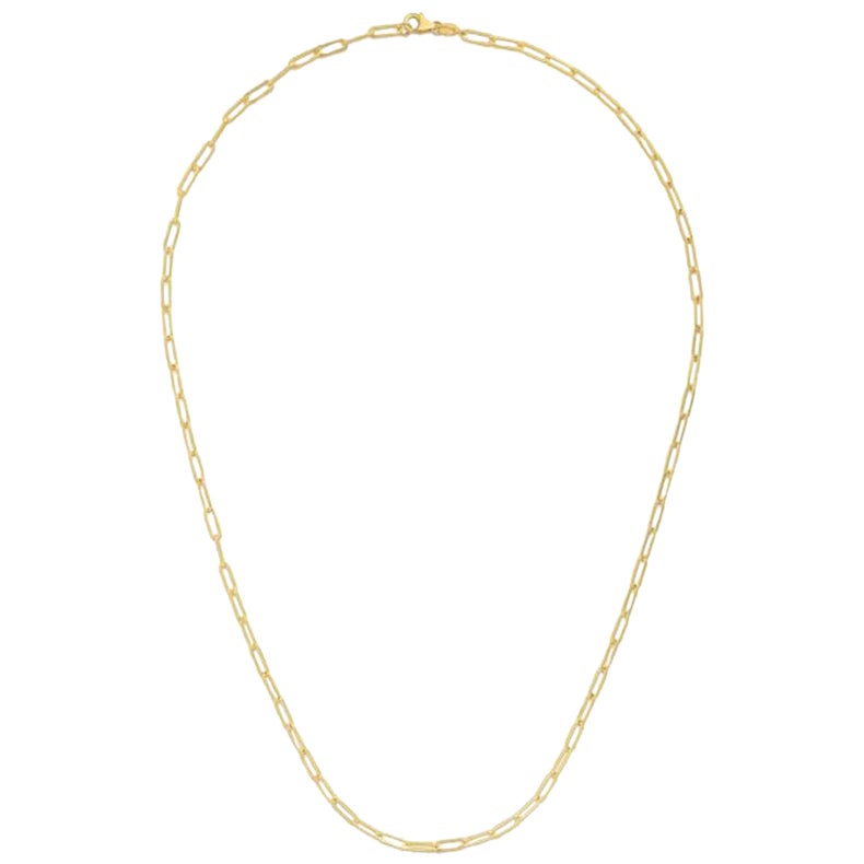 Paper Clip Chain, 14 Karat Yellow Gold, Sturdy Clasp 3.3mm 18 Inch For