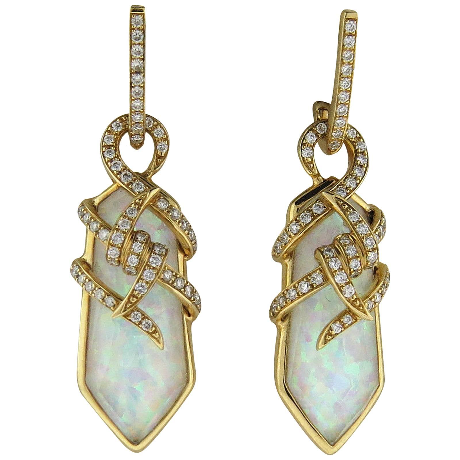 Stephen Webster Opal Diamond Gold Drop Earrings