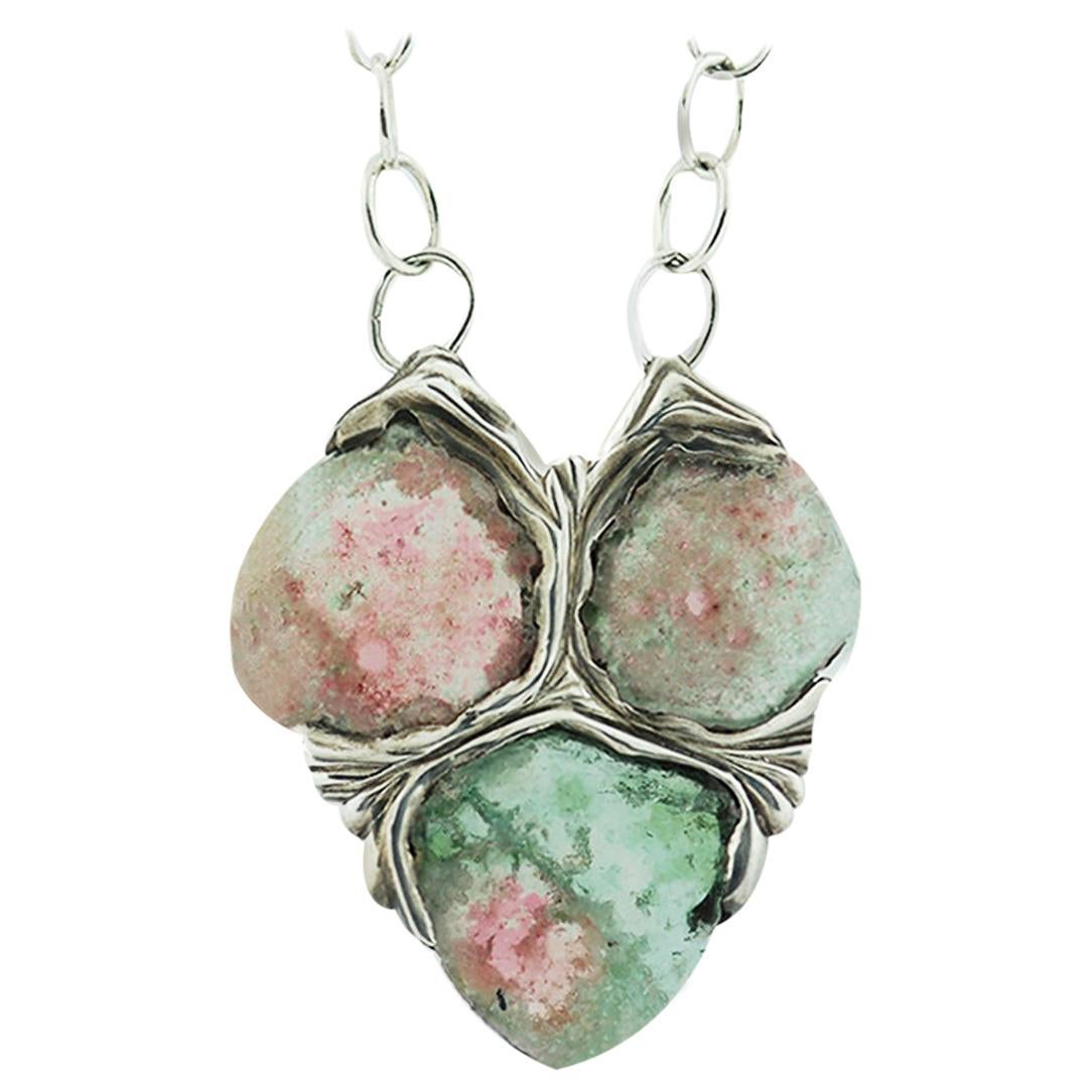 Tourmaline Pendant Necklace Vibrant Colors Sterling Spiritual Stones For Sale