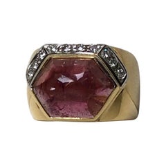 Gio Caroli 18K Yellow and White Gold Ring with a 5.00ct Tourmaline and Diamonds