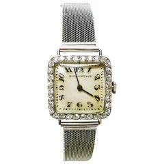 Antique Tiffany & Co. Lady's Platinum Diamond Bracelet Wristwatch 