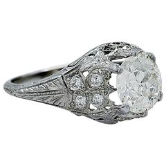 Art Deco 2.00 Carat Diamond Platinum Engagement Ring