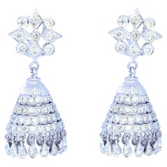 10 Carats Diamond Chandelier Earrings White Gold, 1970