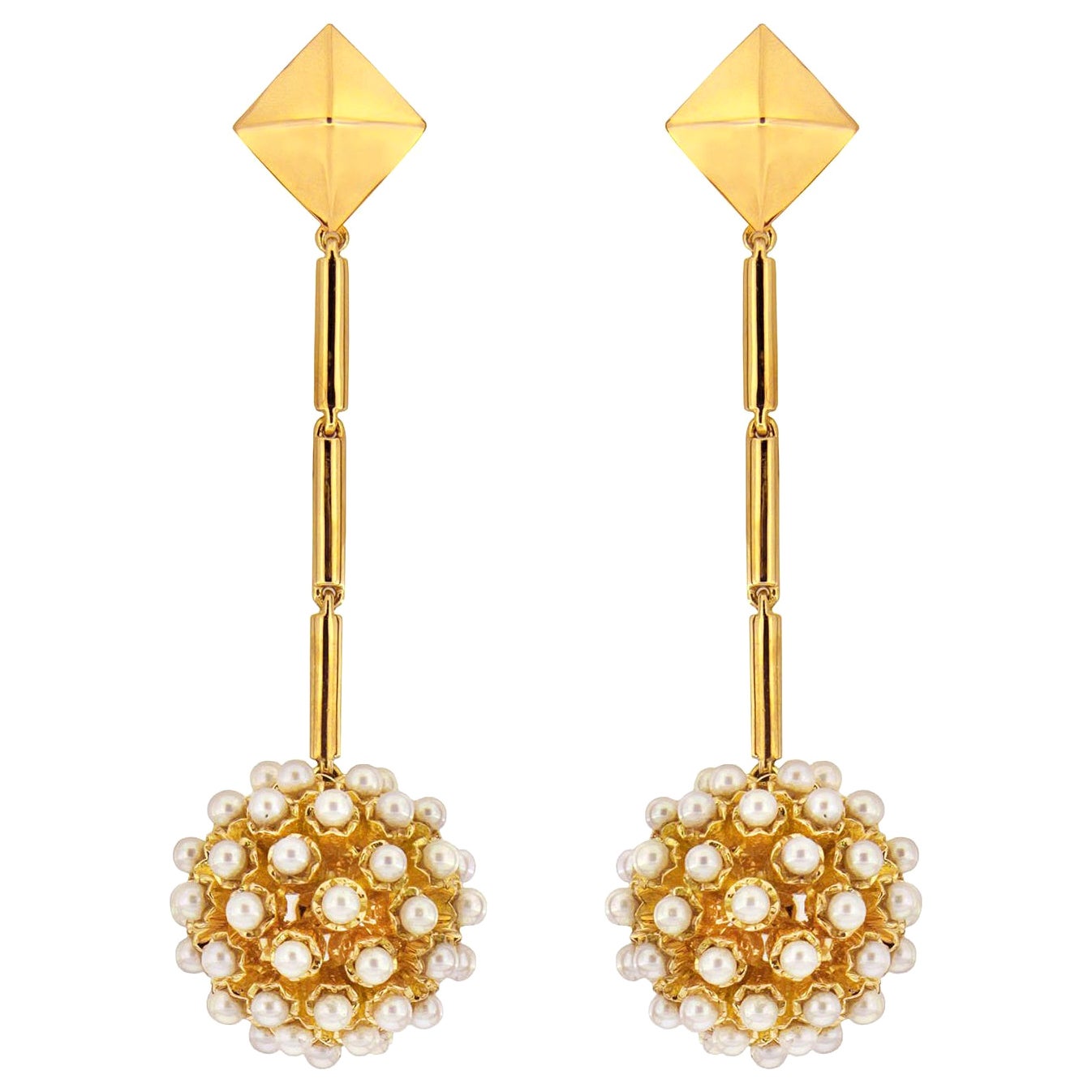 Black and White Diamond Disco Ball Earrings For Sale at 1stDibs