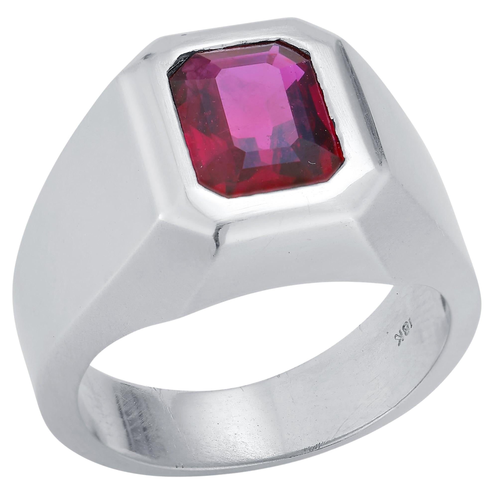 Bague en rubis certifiée AGL pour hommes