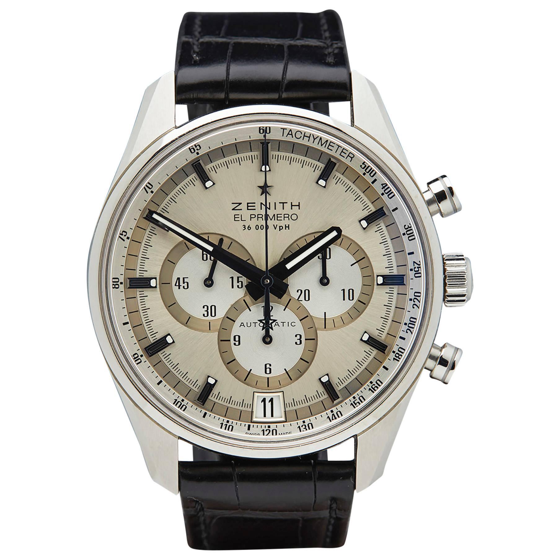 Zenith Stainless Steel El Primero 36, 000 VPH Chronograph Automatic Wristwatch