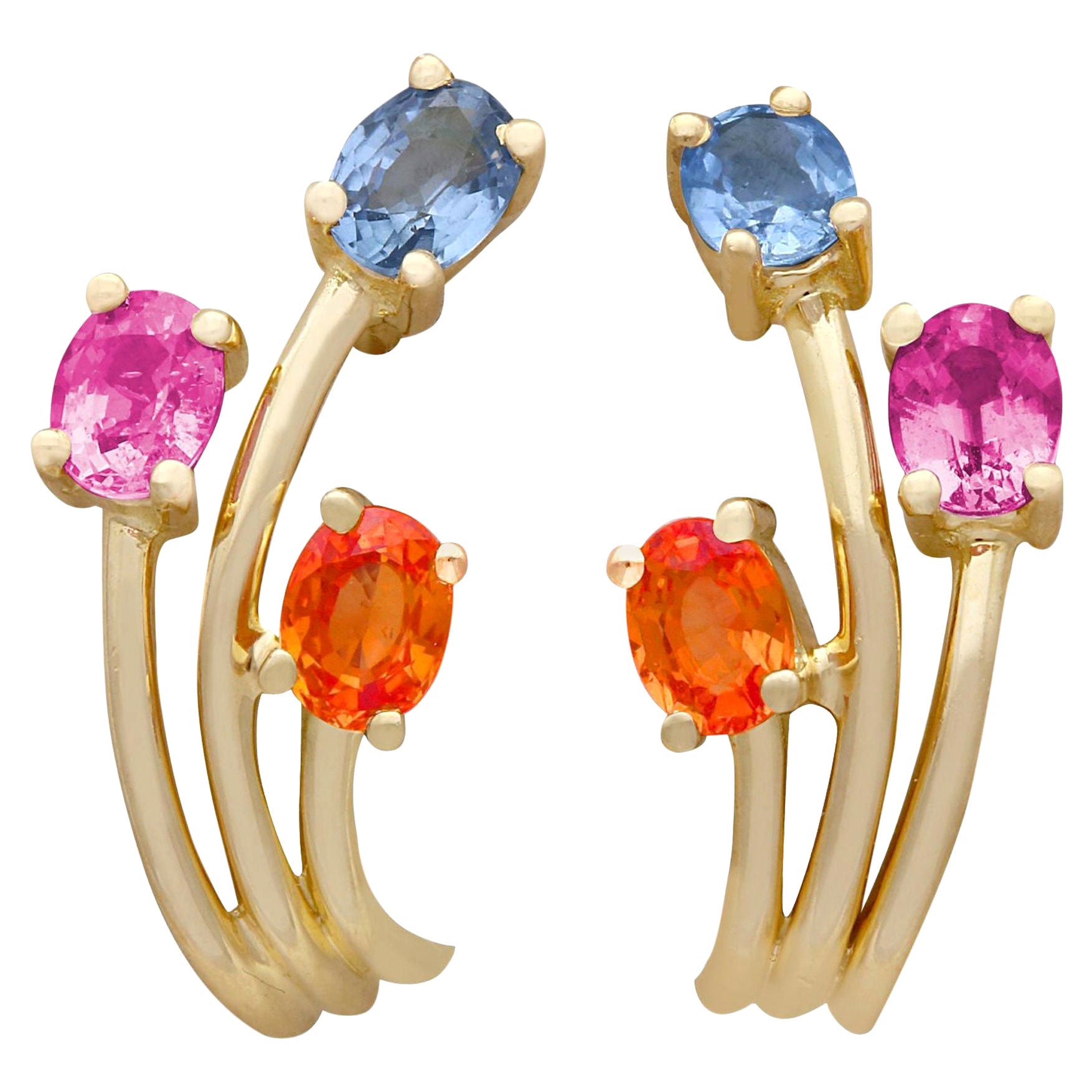 French 1.72ct Topaz, Sapphire and Yellow Gold Stud Earrings For Sale