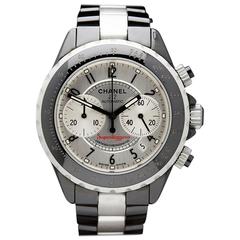 Chanel Stainless Steel Black Ceramic J12 Superleggera Chronograph Wristwatch