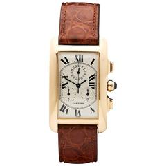 Cartier Yellow Gold Tank Americaine Chronograph Wristwatch Ref W2601156