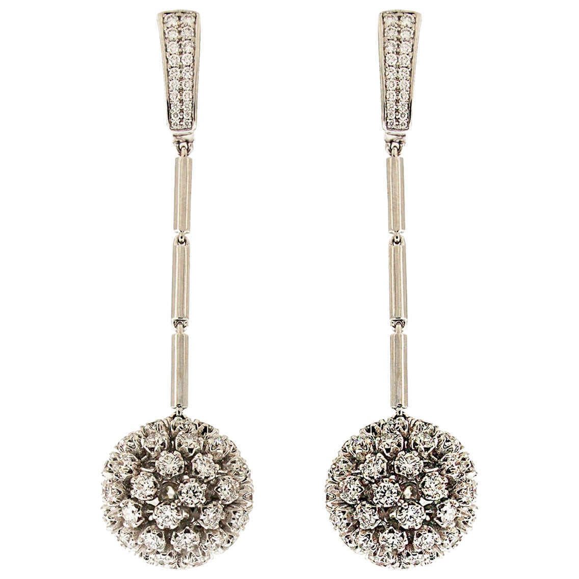 Black and White Diamond Disco Ball Earrings For Sale at 1stDibs