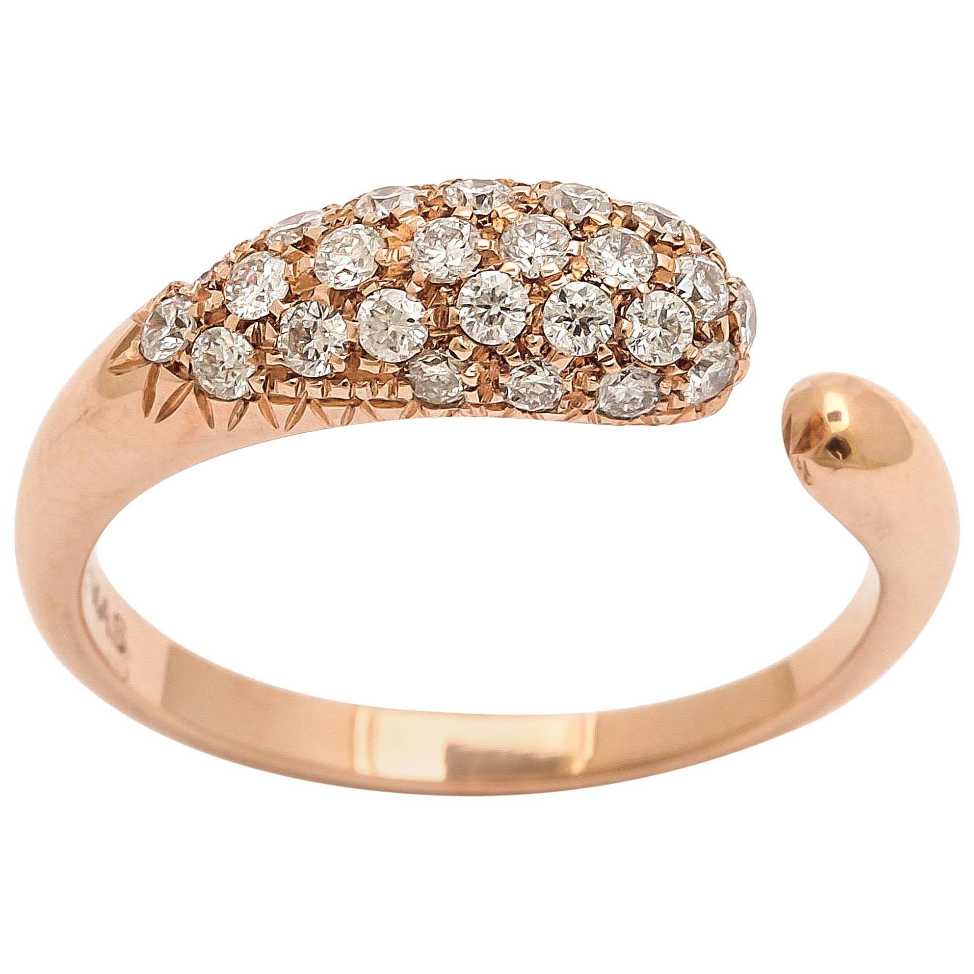 18k rose gold white diamonds gocce ring.
