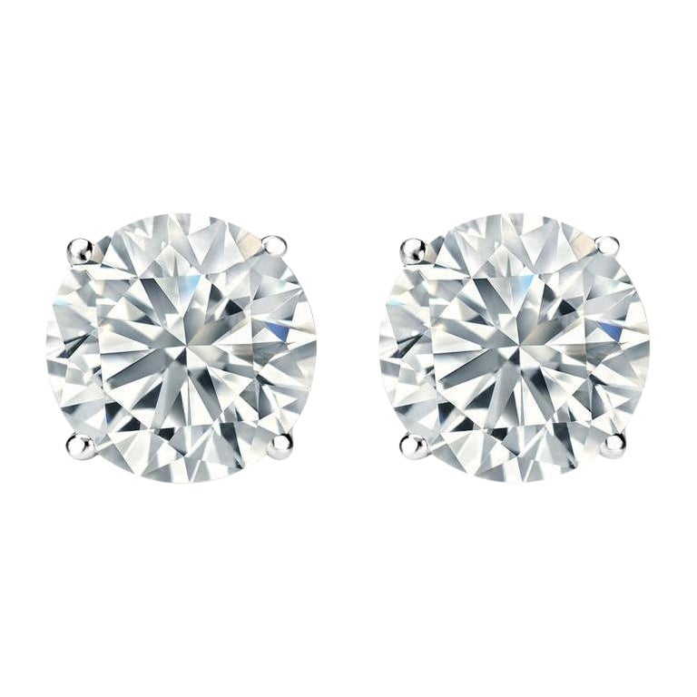 0.50 Carat Total Weight Diamond Four Prong Stud Earrings in 14k White Gold For Sale