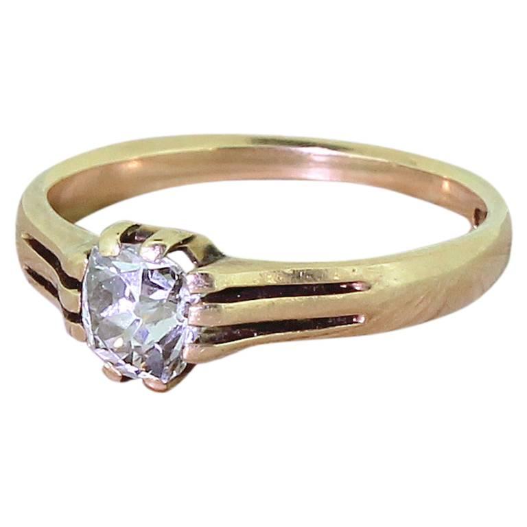Victorian 0.50 Carat Old Cut Diamond Gold Solitaire Ring For Sale