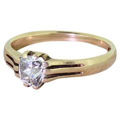 Victorian 0.50 Carat Old Cut Diamond Gold Solitaire Ring