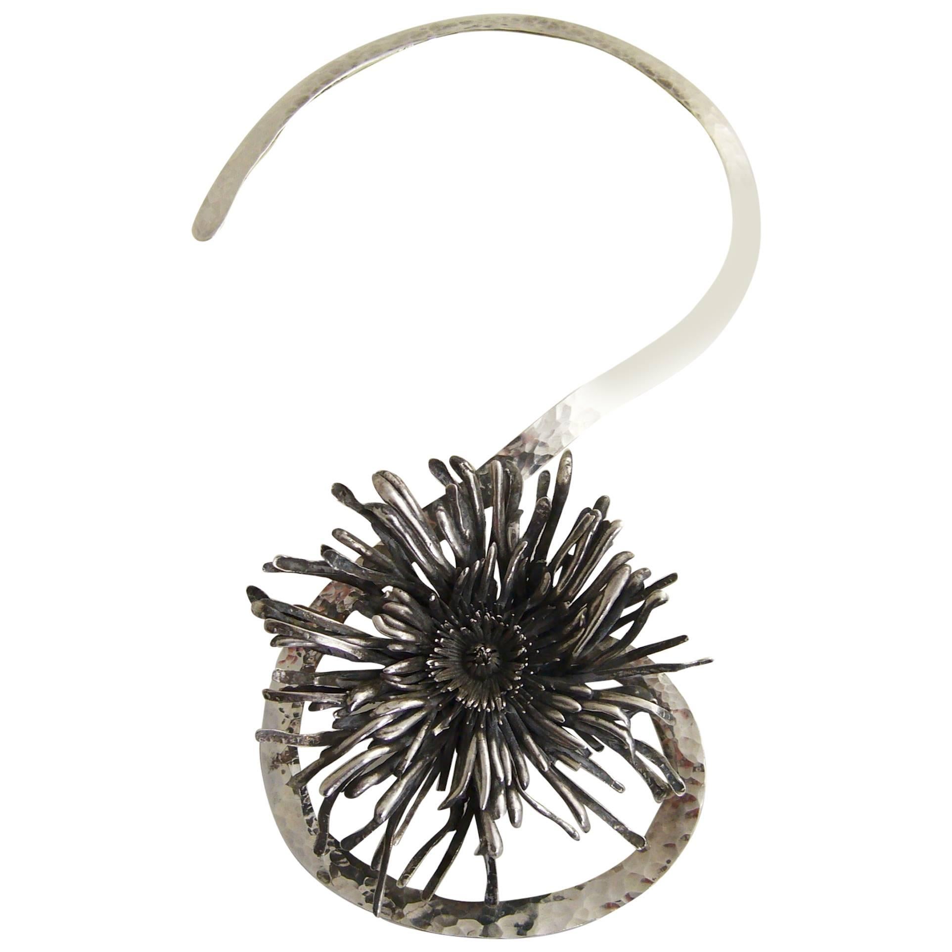 Aaron Rubinstein Sterling Silver Chrysanthemum Necklace
