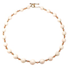 Syna Coral Yellow Gold Bead Necklace