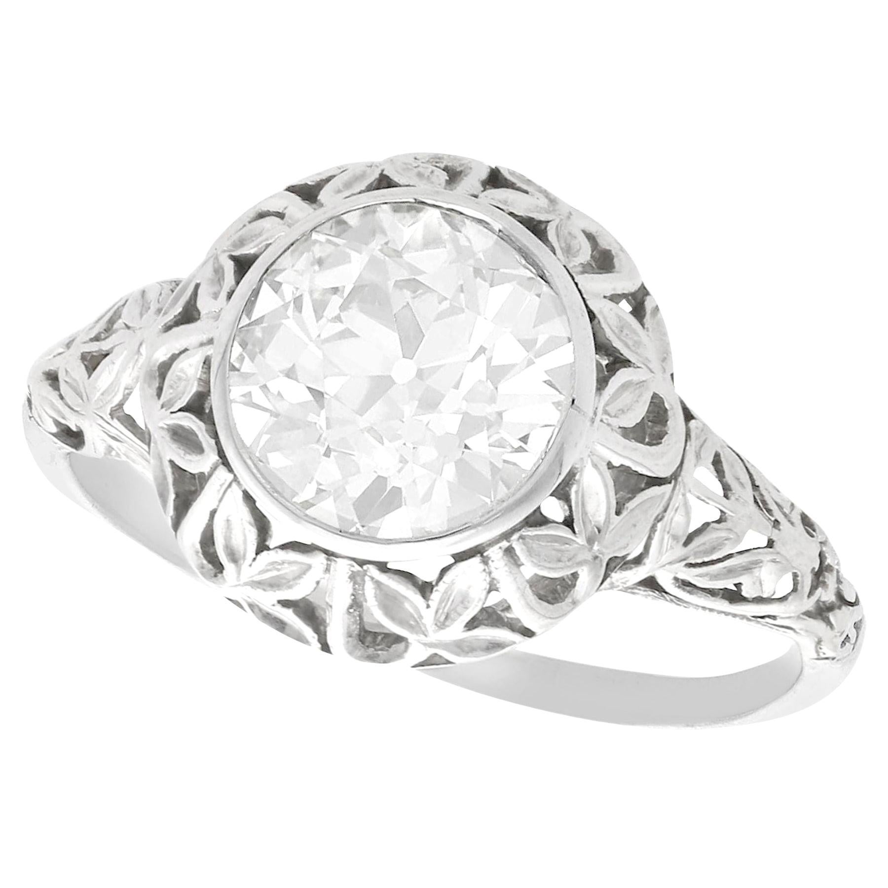 1.70 Carat Diamond and 18 K White Gold Solitaire Ring, Antique circa 1910