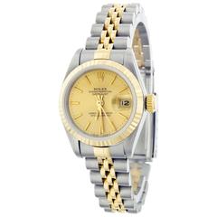 Used Rolex Lady's Yellow Gold Stainless Steel Datejust Wristwatch Ref 69173