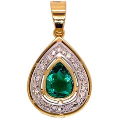 AJD Unique Chic Pendant of Green Quartz, Diamonds, and Yellow & White Gold