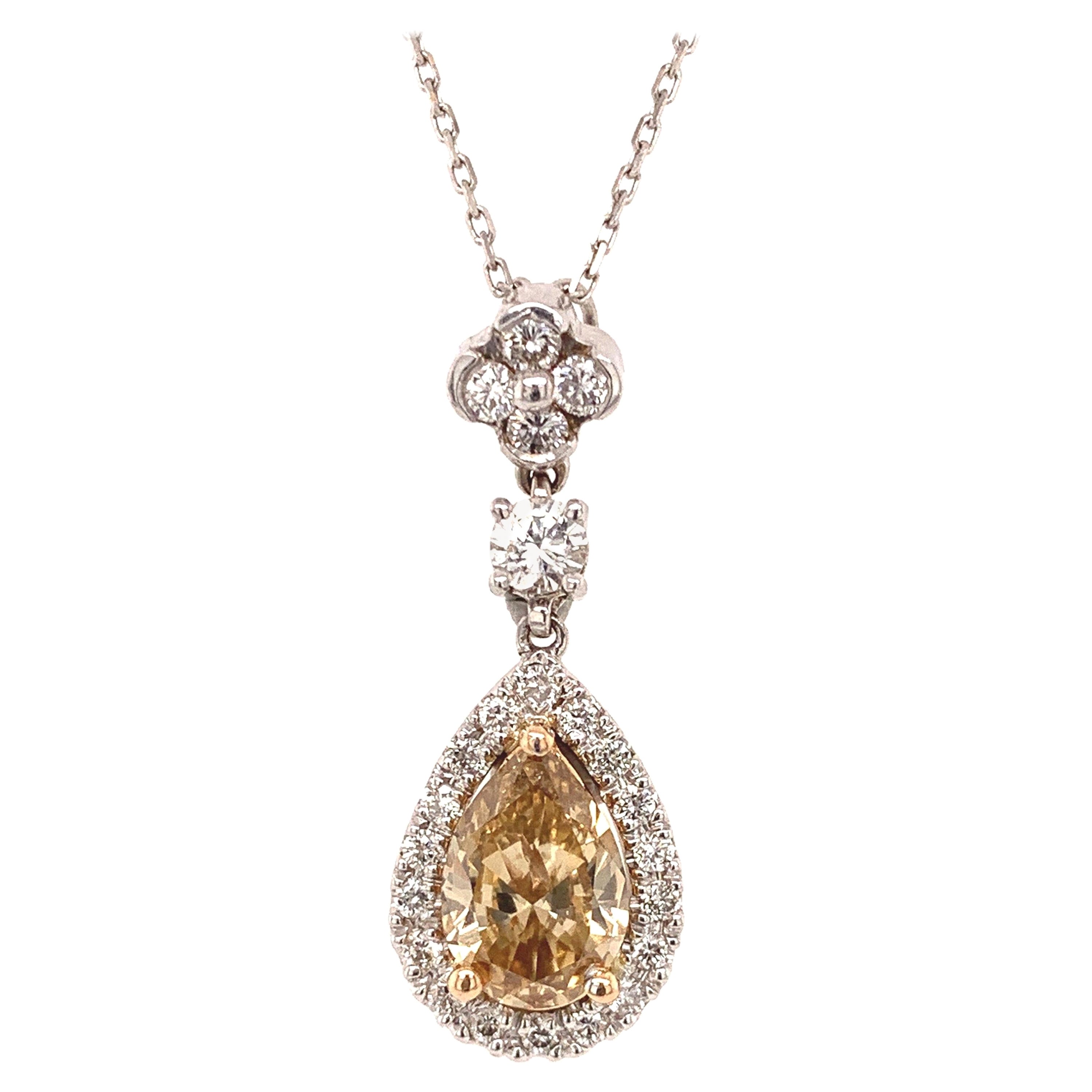 GIA Fancy Brown-Yellow Diamond Pendant For Sale
