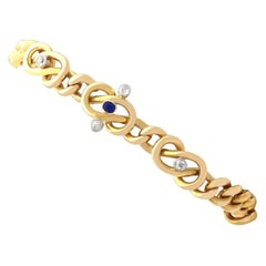 Antique Sapphire and Diamond Yellow Gold Curb Bracelet