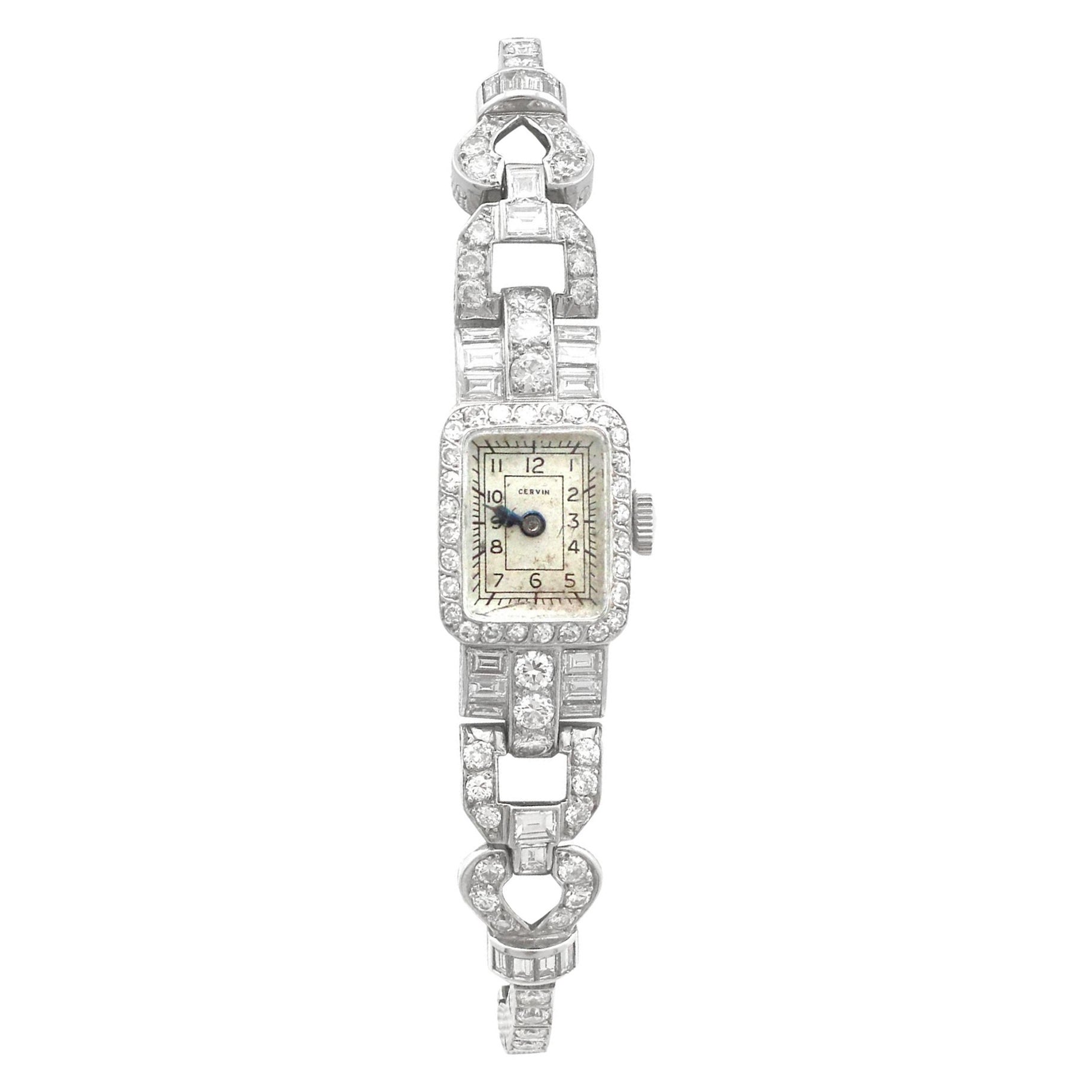 1940s Vintage 3.35 Carat Diamond and Platinum Cocktail Watch