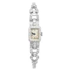 1940s Vintage 3.35 Carat Diamond and Platinum Cocktail Watch