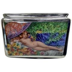 Erotic Nude Box Continental Silver Enamel C.1920
