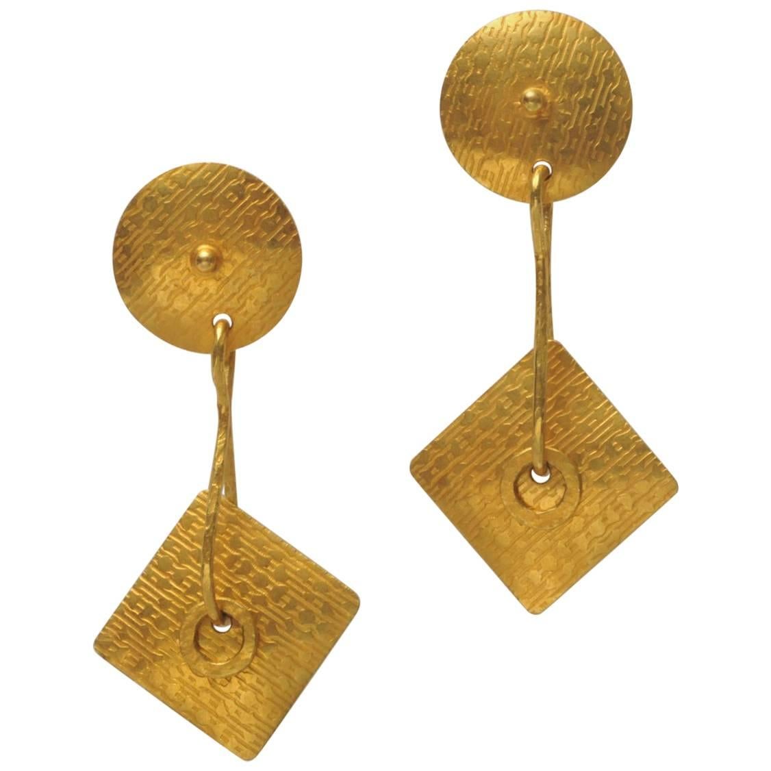 Art Deco 22 Karat Gold Dangle Earrings