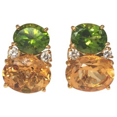 Large GUM DROP™ Earrings with Peridot and Citrine and Diamonds