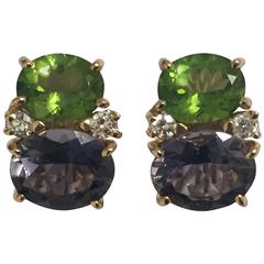 Medium GUM DROPâ„¢ Earrings with Peridot and Iolite and Diamonds 9