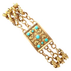 1820s Antique Turquoise and Yellow Gold Mourning Locket Bracelet