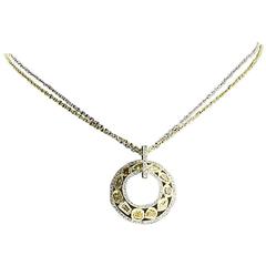 Multi-Colored Canary and Champagne Diamond Gold Pendant Necklace