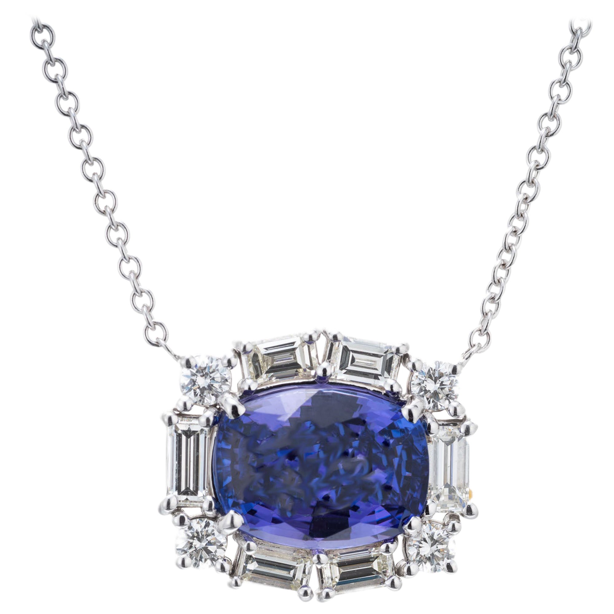 Tanzanite Bead Necklace with Rubelite Gold Pendant For Sale at 1stDibs