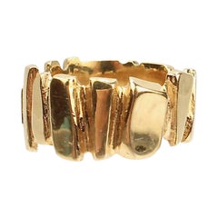 Signierter Wesley Emmons Asymmetrischer modernistischer Ring aus 14 Karat Gold