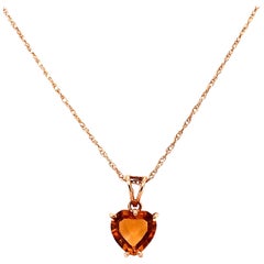 14 Karat Yellow Gold 14 Inch Necklace with Heart Pendant