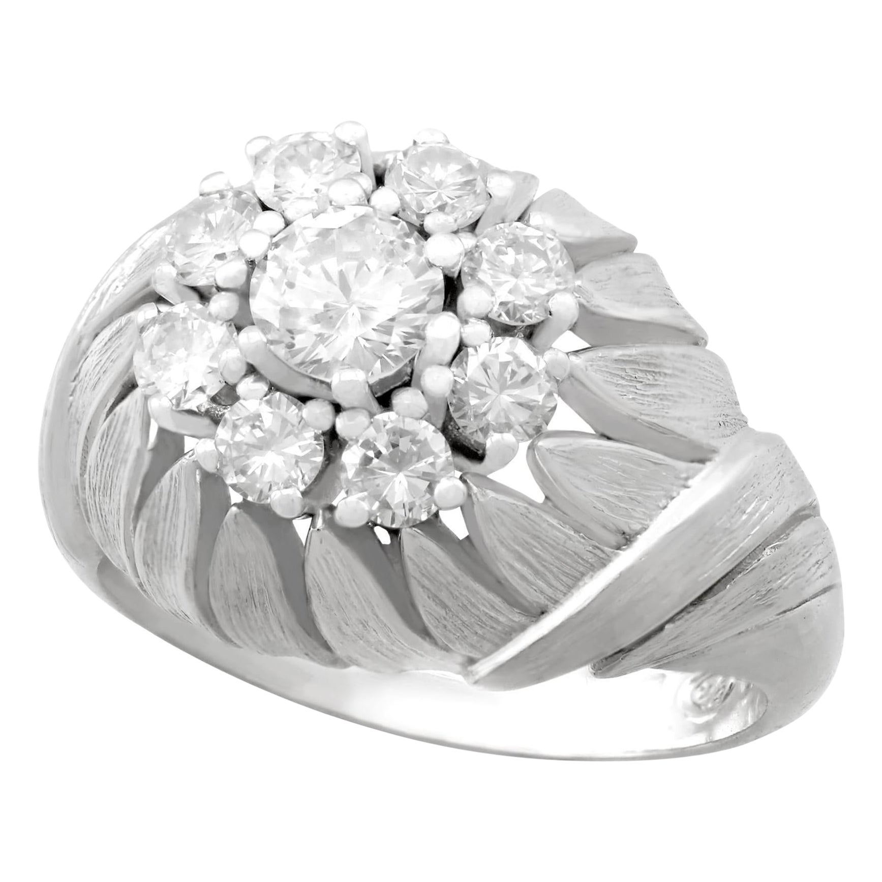 Vintage 1.13 Carat Diamond and White Gold Cocktail Ring