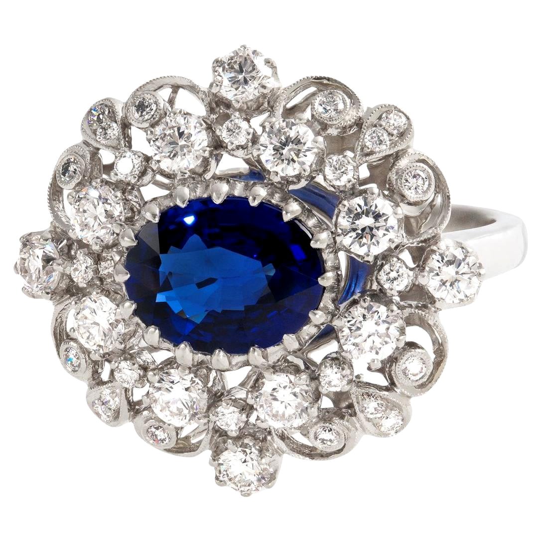 Kwiat Vintage Collection Art Deco Style 2.0 Carat Sapphire and Diamond 18kw Ring For Sale