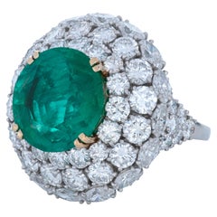 Harry Winston 6.81 Carat Colombia Emerald and Diamond Platinum&18k Cocktail Ring