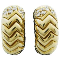 Bulgari Spiga Diamond Gold hoop Earrings