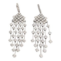 Modern 16.54 Carat Diamond White Gold Chandelier Dangle Earrings