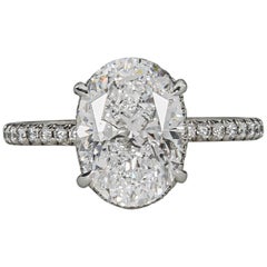 Fabulous GIA 3 Carat D Color Oval Diamond Platinum Engagement Ring