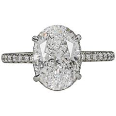 Fabulous GIA Three Carat D color Oval Diamond platinum Engagement ring 11