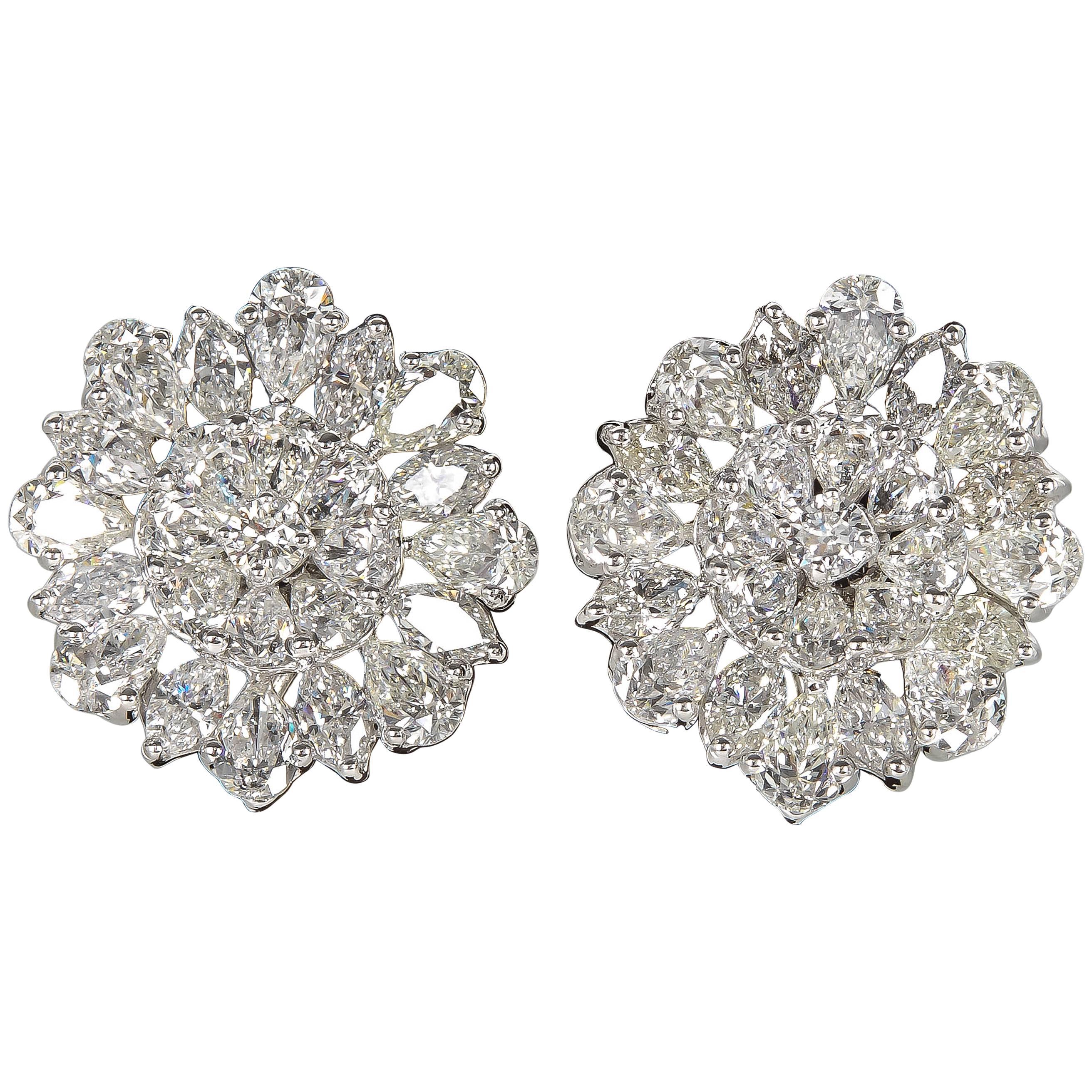 Important Diamond Platinum Button Earrings