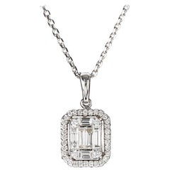 Illusion Emerald Cut Diamond Gold Pendant