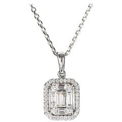 Illusion Emerald Cut Diamond Gold Pendant 1