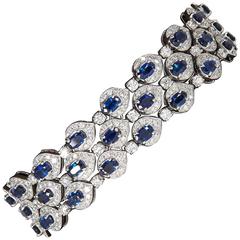 Three Row Sapphire Diamond gold Bracelet 2