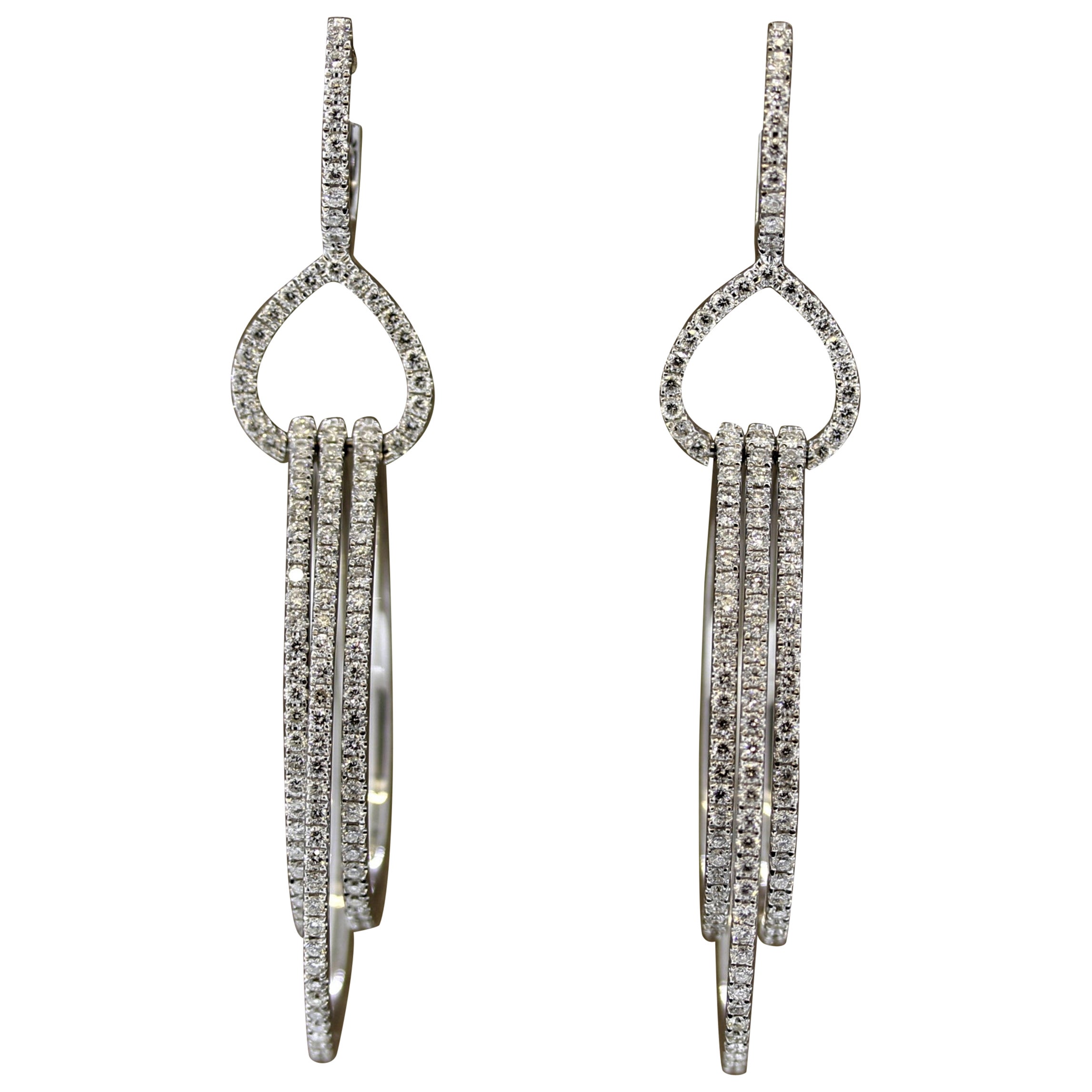 Diamond Multi-Strand Bead Dangle Drop Gold Earrings For Sale at 1stDibs