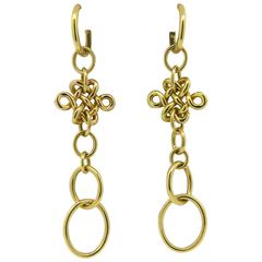 H Stern Diane von Furstenberg Long Gold Drop Earrings 