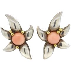1990s Tiffany & Co. Large Coral Sterling Gold Earrings 10